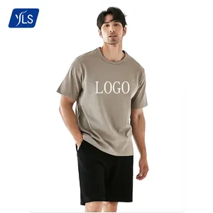 YLS 2023时尚高品质100% 棉270gsm t恤素面空白短袖肌肉合身男士棕褐色t恤