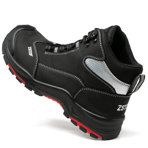 Scarpe Antinfortunistiche Nere Leggere Traspiranti Impermeabili in Pelle con Puntale in Fibra di Vetro per Uomo da Lavoro e Suola in Gomma - Product Image 3