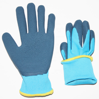 Gants de sécurité pour jeunes SUNCEND personnalisables en gros, haute qualité, 13 jauges, polyester, mousse bleue, paume enduite de latex, doublure bleue