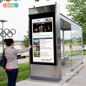 Promotionele 2500 Nits Outdoor Touch Kiosk Bushalte Digitale Bewegwijzering Waterdicht Lcd-Scherm Reclame Monitoren Outdoor Totem