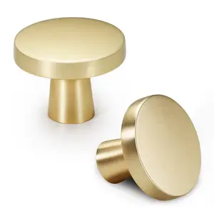 Light Luxury Simple Solid Round Shape Gold Handle Drawer Wardrobe Door Small Cabinet Handles And Knobs