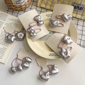 Barrettes à cheveux en cuir PU et tissu Fashion Star pour enfants, usage quotidien, haute qualité, couleur argentée avec motif de dessin animé - Product Image 6