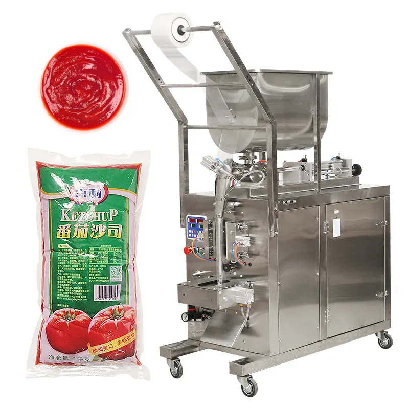 Multi-funzione prezzo economico Envasadora verticale imballaggio automatico bustina riempimento di pomodoro fare Ketchup macchina imballatrice liquida