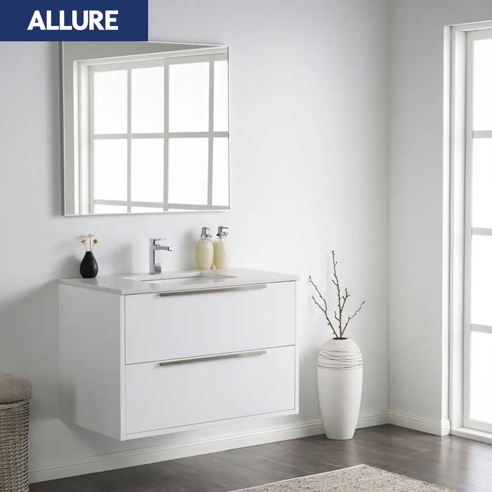 Allure Hanging Counter Wooden Classic Black Wash Basin Wall Mounted Mirrored Modular Custom Cupboard Pantry Cabinet for Bathroom