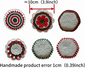 Handmade Crocheted Wood Coasters Non-Toxic Classic Style Protect Desktop Home Decoration - Product Image 4