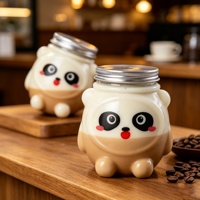 Botellas de Plástico PET Transparentes Desechables de 500 ml con Diseño de Animales de Dibujos Animados, Impresas con Serigrafía, Lindas Botellas de Panda para Té de Burbujas, Venta al por Mayor