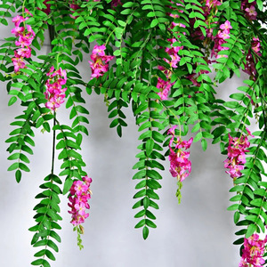 ดอกวิสทีเรียประดิษฐ์ พวงมาลัยดอกไม้ไหมสีชมพูม่วง สำหรับตกแต่งงานแต่งงาน แขวนผนัง เพดาน - Product Image 3