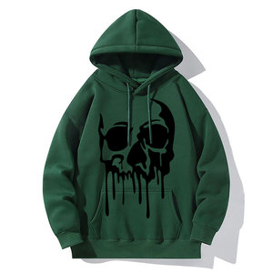 Sweat à capuche vintage à trous lavés pour l'hiver avec logo imprimé numérique Tissu lavé à l'acide lourd - Product Image 1
