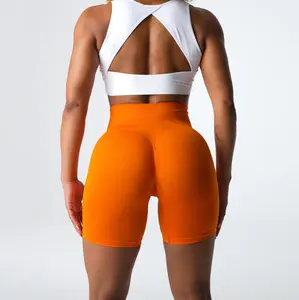 Top quality wholesale gym wear tummy control fitness women custom clothing high waist running nvgtn supplier Seamless Shorts