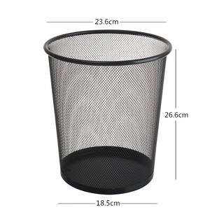 Cesto de Basura de Malla Metálica Cilíndrico de 8L, Negro/Azul, para Interiores, Resistente, Cesta de Almacenamiento Pequeña/Mediana - Product Image 4