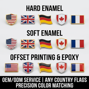 Épinglette personnalisée en alliage de zinc avec drapeau national, badge en métal émaillé dur pour les administrations, les entreprises et les événements - Product Image 3