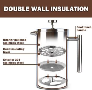 Cafetera Francesa Resistente al Calor de 350 ml, Cafetera de Acero Inoxidable 304 de Grado Alimenticio - Product Image 3