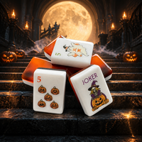 Juego de Mahjong de 160 Fichas con Diseño de Gato Negro para Halloween, Noche de Juegos, Entretenimiento en Casa, Diversión, Se Aceptan Pedidos de Muestra