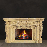 Vente en gros de pierre intérieure en fonte Antique, Design français moderne, décor de maison, couleur Beige, marbre, cadre de cheminée, fleur Surround