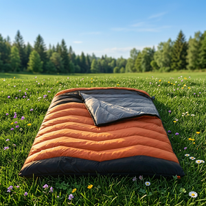 Saco de <span class=keywords><strong>Dormir</strong></span> Ligero y Compacto de Plumón de Pato, Doble, 600fp, Color Mixto, Doble Propósito, Impermeable, de Nailon, para Adultos, para Acampar al Aire Libre, 3 Estaciones - Product Image 1