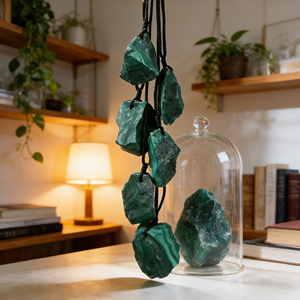 Wholesale High Quality Malachite <b>Raw</b> Stone Pendant Irregular Green <b>Crystal</b> Necklace for Home Decor & Gifts - Product Image 3