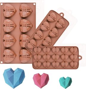 Herz Silikon formen für Schokolade Groß Mittel Klein Diamant Herzförmige Kuchen form Set Mini Herz Süßigkeiten Formen für Wachs schmelzen - Product Image 2