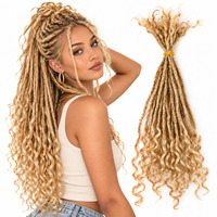 Extensions de dreadlocks pré-bouclées 100 % cheveux humains faits à la main, cheveux caucasiens avec pointes lâches, vendues à l'unité