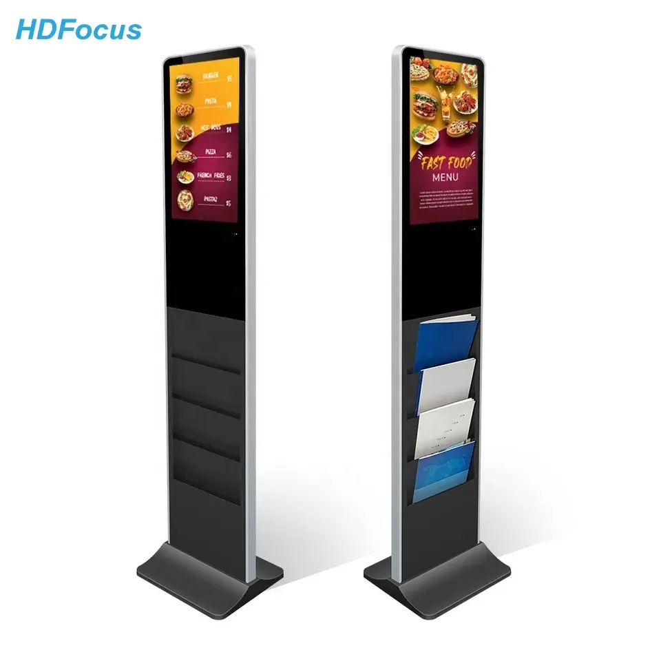 Supporto da pavimento 21.5 pollici Android Wifi Magazine Booth Display Totem Screen pubblicità Signage Lcd Digital Kiosk