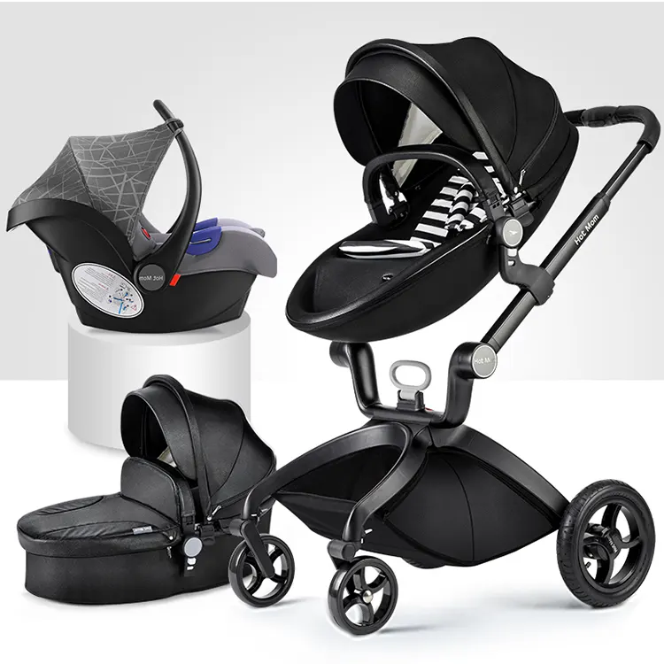 Purorigin Hot Sale Kinderwagen 3 In 1 Hoogwaardig Reissysteem Luxe Kinderwagen Kinderwagens Met Wieg En Autostoel