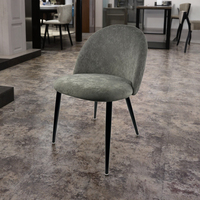 Chaises de salle à manger modernes en tissu velours gris, pieds en métal noir, chaises de salle à manger blanches pour salon, appartement, usage commercial
