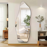 Miroir de maquillage mural LED pleine longueur anti-buée, écologique, en verre, 63x24 pouces, rectangulaire irrégulier, sans cadre, tactile