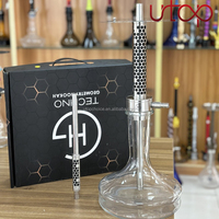 Chicha Géométrique en Acier Inoxydable avec Pot en Verre, Coffret Cadeau, Chicha Creuse en Forme de Nid d'Abeille