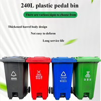 Poubelle à pédale en plastique HDPE de 240 litres pour extérieur, écologique, avec roues, pour usage public – Prix fabricant en promotion