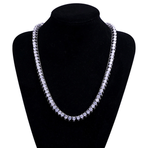 Hiphop or échelle Trapèze diamant cz chaîne de tennis pour hommes collier - Product Image 3