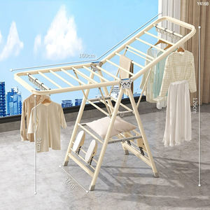 Stendibiancheria Pieghevole Resistente con Ruote, Supporto per Asciugatura in Metallo Extra Spesso per Bagno, Soggiorno, Scarpe e Vestiti - Product Image 6