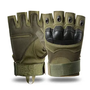绿色半指男士坚不可摧战术皮手套Luvas Guantes，防割手套5级保护