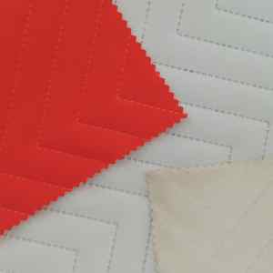 Tela de Forro Impermeable de Alta Calidad MQ, Diseño de Ondas en Color <span class=keywords><strong>Beige</strong></span>, <span class=keywords><strong>Acolchado</strong></span> Ultrasónico sin Costuras, para Ropa de Exterior - Product Image 1