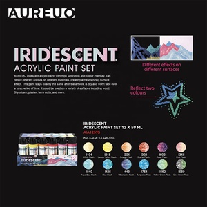 AUREUO Juego De <span class=keywords><strong>Colores</strong></span> acrílicos iridiscentes de bellas artes creativas de artista de 12 <span class=keywords><strong>colores</strong></span> <span class=keywords><strong>para</strong></span> <span class=keywords><strong>madera</strong></span> de cerámica de piedra - Product Image 3