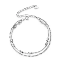 Bracciale con perline a catena a doppio strato per gioielli in argento Sterling 925 per ragazza