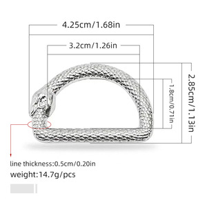 Fibbia in metallo personalizzata a forma di serpente per stivali, regolabile per costumi da bagno, calzature da donna, fibbia artigianale con coulisse per cinture, produttori OEM, fabbrica - Product Image 3