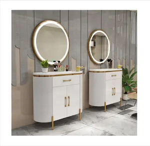 modern white salon vanity styling station salon furniture cabinet for hair salon