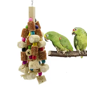 Parrot toy wooden pillar corn cob beads gnaw toy original ecological original color toy potential explosion