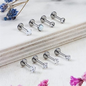 Lot de 2 boucles d'oreilles en titane G23 avec zircon cubique, 20/18/16g, pour <span class=keywords><strong>piercing</strong></span> lèvre, tragus, cartilage, bijoux <span class=keywords><strong>spirale</strong></span> libre pour femme - Product Image 6