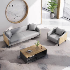 비즈니스 모던 가죽 사무실 소파 및 커피 테이블 조합 (사장/관리자 접견 및 협상 공간용) - Product Image 4