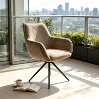 Chaise de salle à manger pivotante avec siège rembourré en velours et structure métallique durable, couleur personnalisable