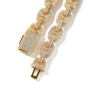 Collar de Moda Hip Hop con Eslabones Cubanos Gruesos y Brillantes con Circonitas Micro Pavé de 16 mm, Estilo Miami Iced Out, para Fiestas - Product Image 2