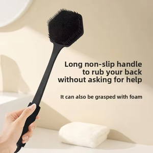 Brosse de bain en silicone double face à long manche, poils hexagonaux doux, style simple, pour le corps et le dos, pour hommes et femmes - Product Image 4