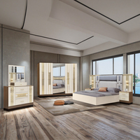Ensemble de Meubles de Chambre pour Hôtel 5 Étoiles et Hôpital, Design Moderne, Rangement en MDF, Lit avec Lumière LED, Finition Laquée, Personnalisable en Usine