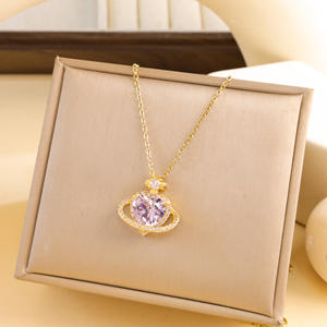 Joyería moda cobre corazón circón colgante collar titanio acero cadena mujer joyería accesorios para mujer - Product Image 5