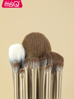 Ensemble de 11 pinceaux de maquillage vegan, poils synthétiques, sac en cuir PU professionnel pour le visage, anticernes, eye-liner, pinceaux éventail, plats et angulaires