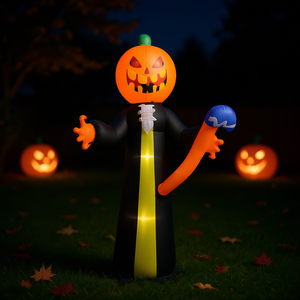 Decorazione gonfiabile di Halloween a forma di zucca, in PVC, alta 1,8 m, illuminata, per esterni, da posizionare nel cortile anteriore. - Product Image 2