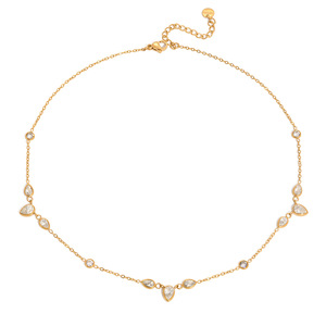 Collana Girocollo Minimalista a Goccia con Zirconi, Placcata in Oro 18K, Gioielli di Tendenza per Donne, Regalo Quotidiano, per Matrimoni e Feste - Product Image 5