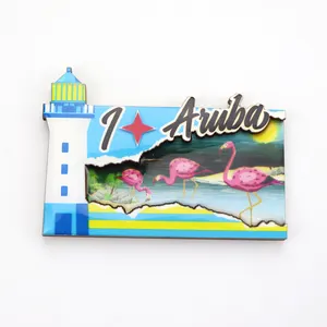 Hot Selling Custom Aruba Beach Island MDF Tourist Souvenirs 3d Refrigerator Wooden Fridge Magnet