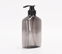 Botol Pompa Lotion Plastik PET Abu-abu Bentuk Pipih Kemasan Kosmetik Kosong 350 ml yang Dapat Disesuaikan