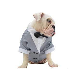 Qiqu Articoli per Animali Domestici: Nuovo Abito da Bulldog Personalizzato, Costume Formale da Cane con Papillon <span class=keywords><strong>Nero</strong></span>, Vestiti da Matrimonio per Pug - Product Image 1
